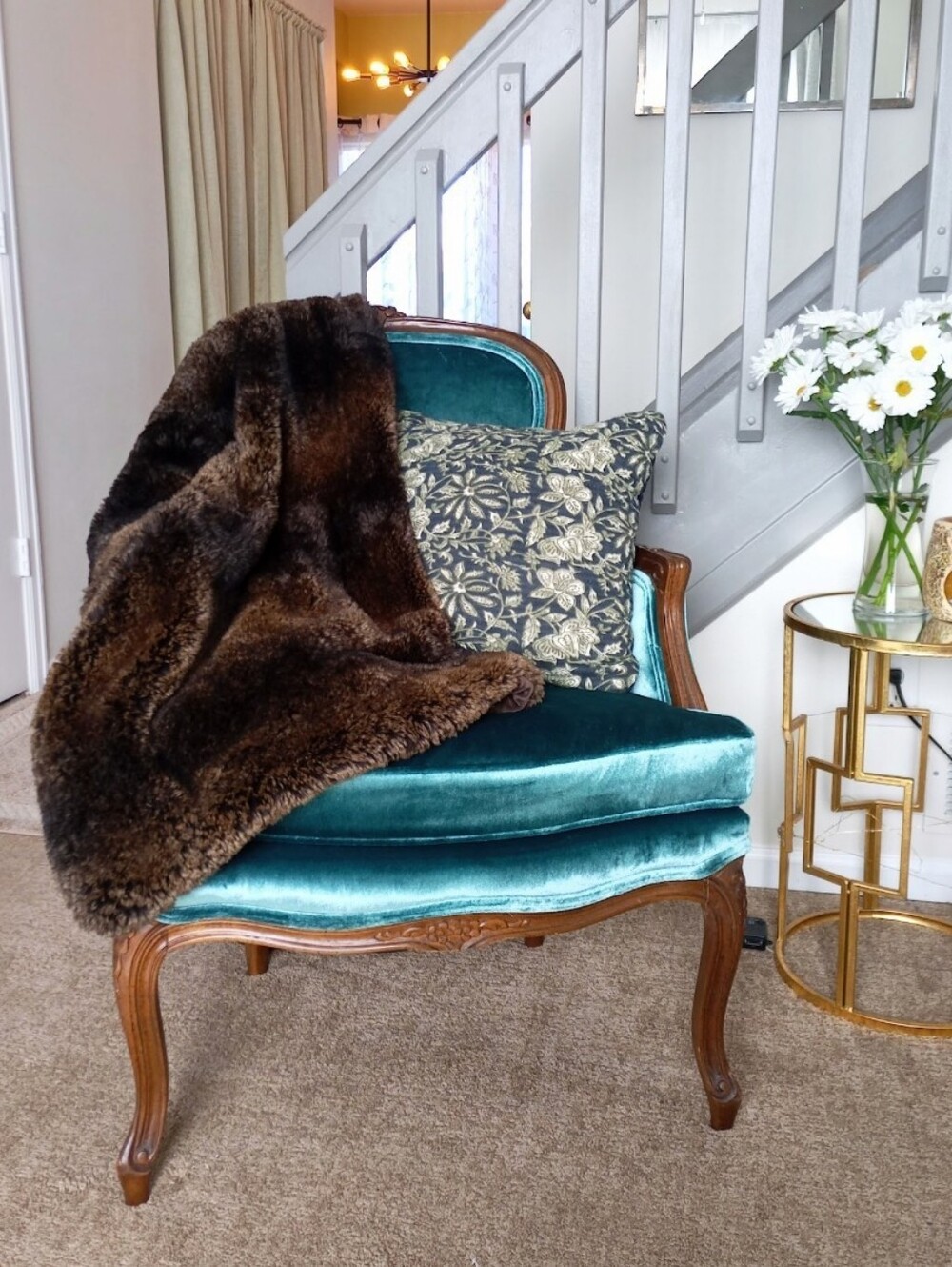 Restoration Hardware luxurious brown gradient faux fur throw